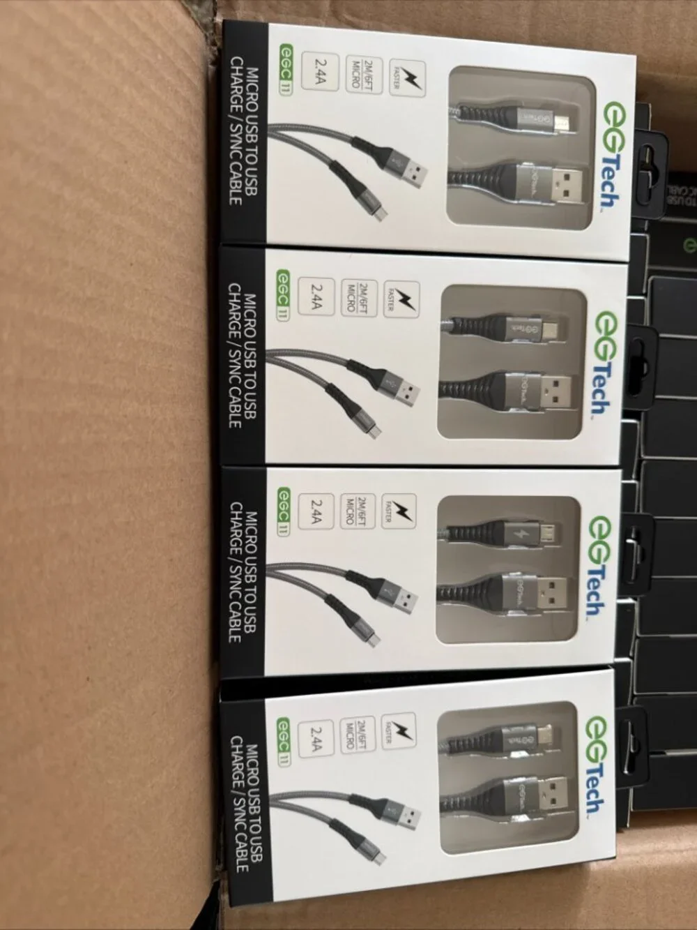 USB to Micro USB Cable 6ft EGTech Fast Charging Cord Braided EGC11 Set of 4 NEW